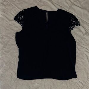 Elegant Navy Lace Sleeve Women's Top